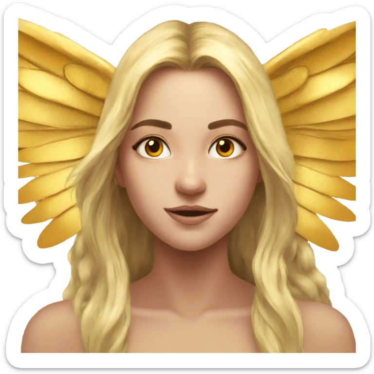 big wings, sun, gold, Beautiful, fairy, long hair sticker