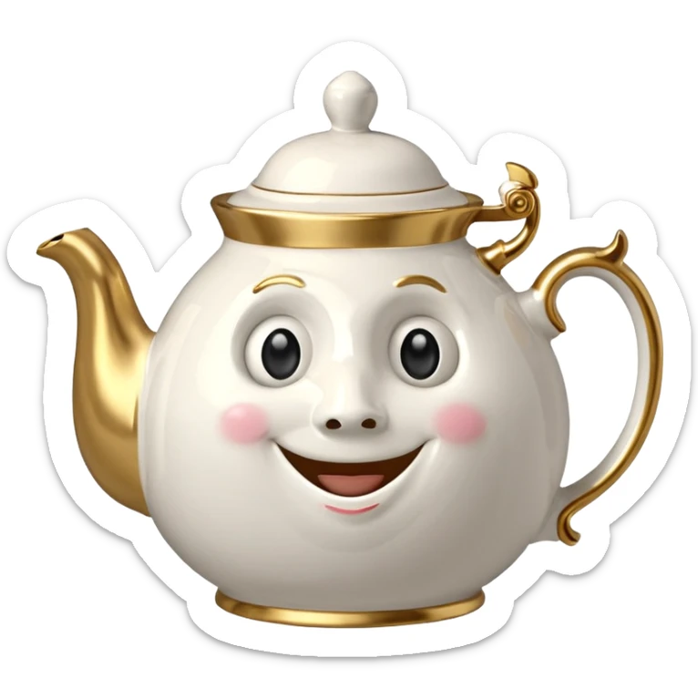 A character from the fairy tale Beauty and the Beast: Mrs. Potts, the lady who was turned into a teapot and retains the teapot's original form. sticker