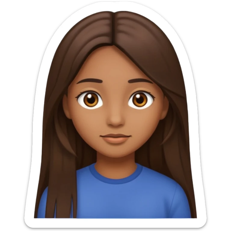 girl with straight long hair and brown eyes, brown skin sticker