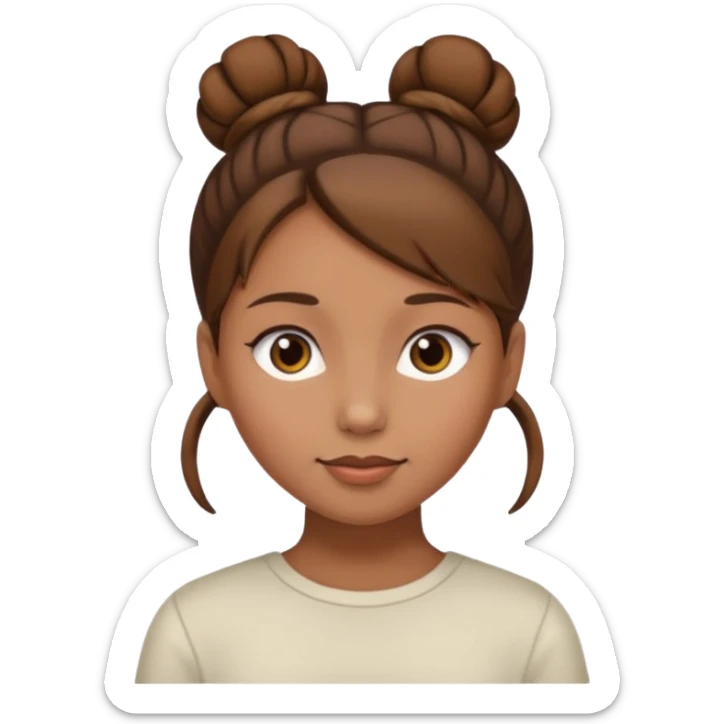 Girl with light brow skin and brown hair in a single bun sticker