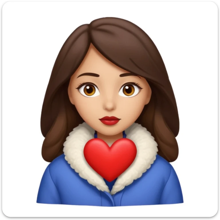 A girl with olive skin tone, brown eyes, brunette,  heart shaped lips and almond shaped eyes born in December loves winter sticker