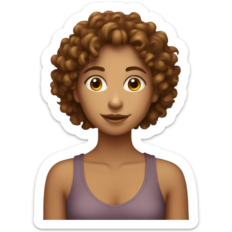 brown curly haired girl with tanned skin and skinny sticker