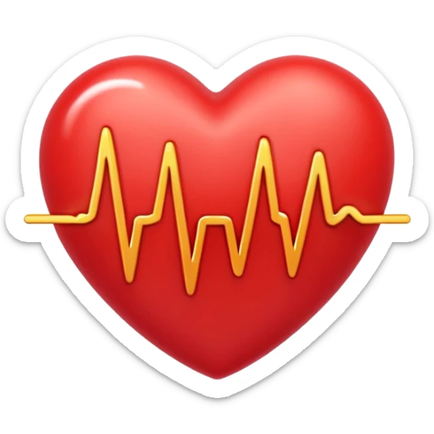 emoji of a red beating heart with gentle motion lines or soundwave pulses around it, symbolizing a heartbeat. Smooth, glossy Apple emoji design with soft highlights and a warm, lively glow sticker