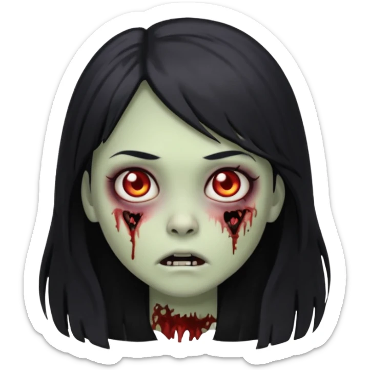 girl zombie long hair side bang ios memoji sticker