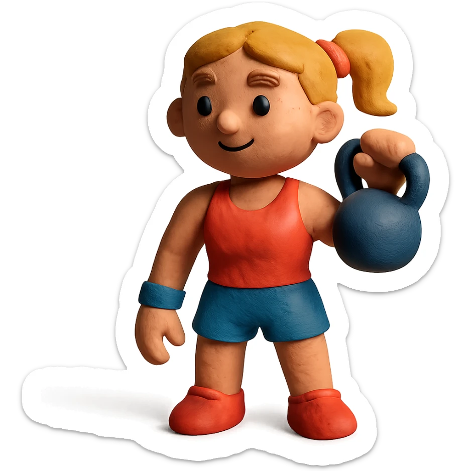 sport girl with kettlebell sticker