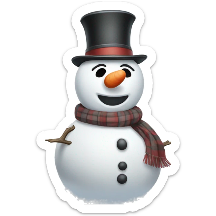 Realistic classic snowman sticker