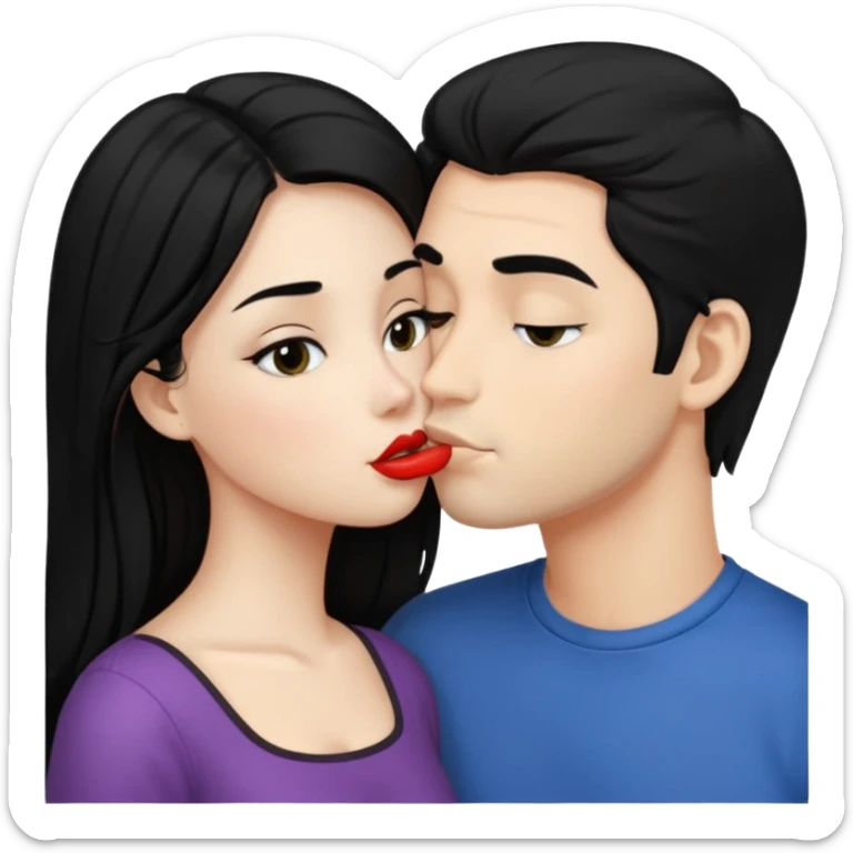 Black hair naked girl kissing a man with black hair  sticker
