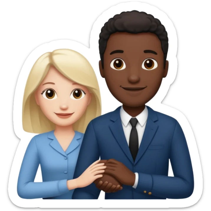 White English Woman and Black DC urban guy holding hands and in love sticker