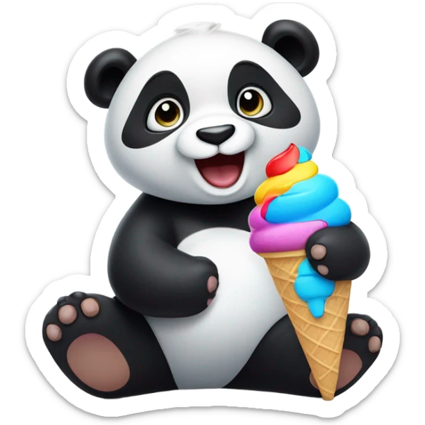Panda eating ice cream sticker