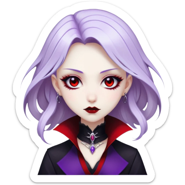 Beautiful ethereal Gorgeous Vampiric Edgy Anime Lady With Black red White Purple  sticker