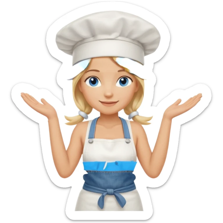 Sexy Full body  pretty
Long Blonde hair blue eyed female chef wearing white tank top, denim shorts and chef hat with arms folded sticker