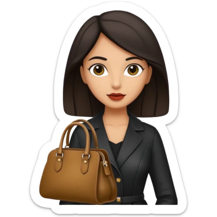 italian female with italian fashion style, holding bag sticker