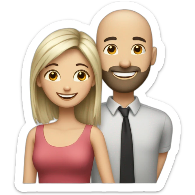 Happy-secret-couple-girl-with-short-dark-hair-with-Bald-guy-with-beard sticker