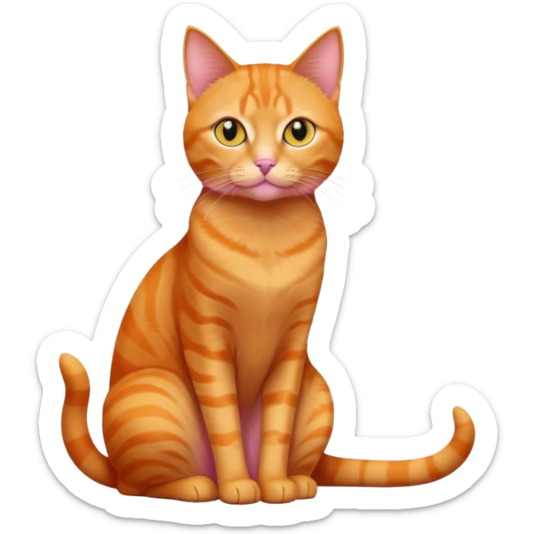 full body solid orange domestic shorthair slim cat with yellow/orange eyes sitting sticker