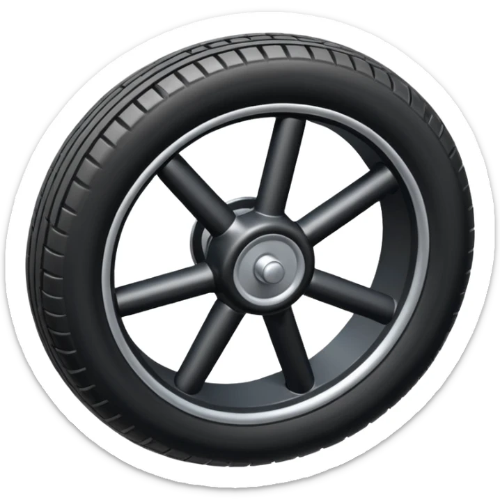 The aircraft's landing gear is one inflated, plump wheel with a strut, black in color, cartoon-style, isometric sticker