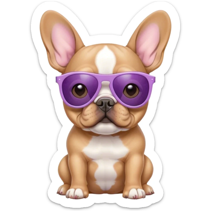 Lilac fawn French bulldog wearing sunglasses  sticker