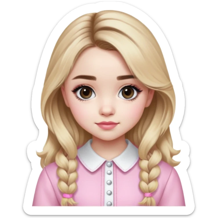 Sabrina Carpenter blonde pop star in a pink and white outfit, Short n' Sweet look sticker
