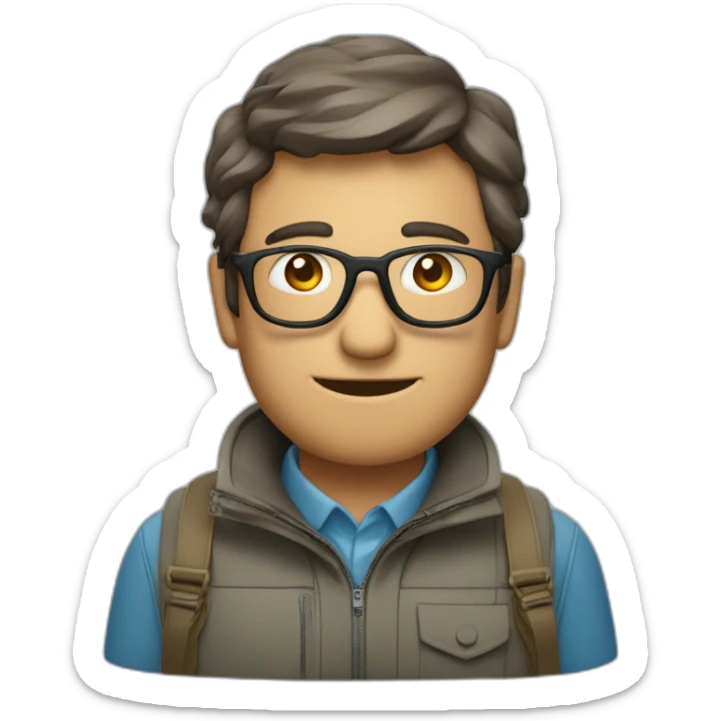 Un homme avec un bouc, des lunettes de vue, et des golfs sticker