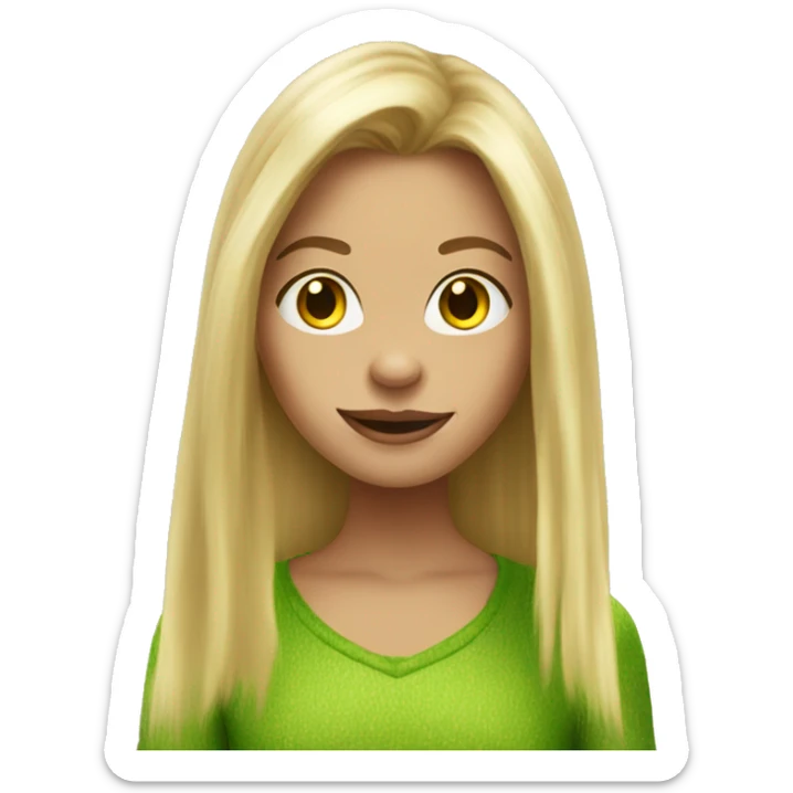 A blond girl with long hair in grinch home shoes sticker