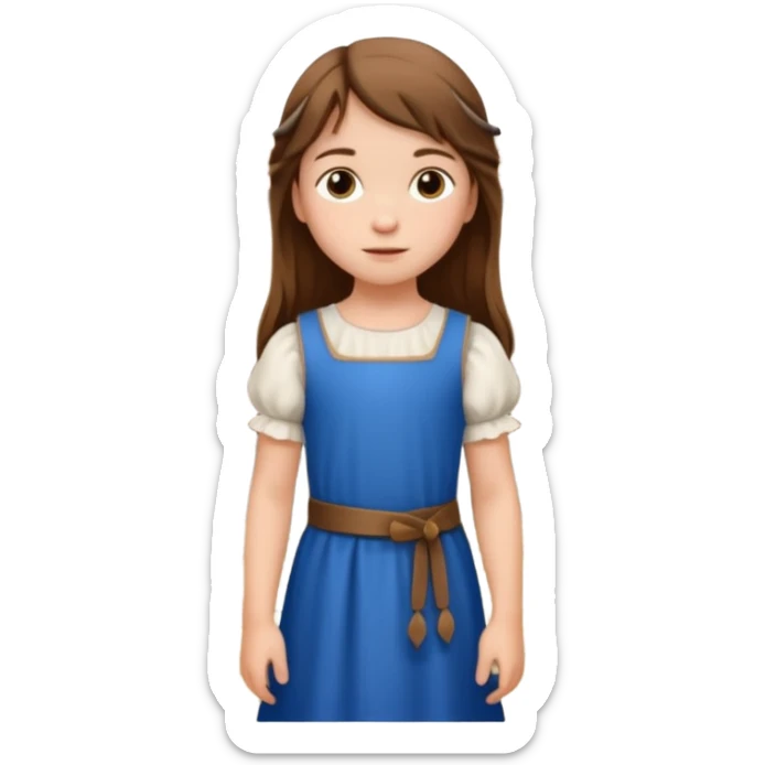 Petite fille villageoise brune à la peau blanche de 8 ans à l'époque du Moyen âge. sticker