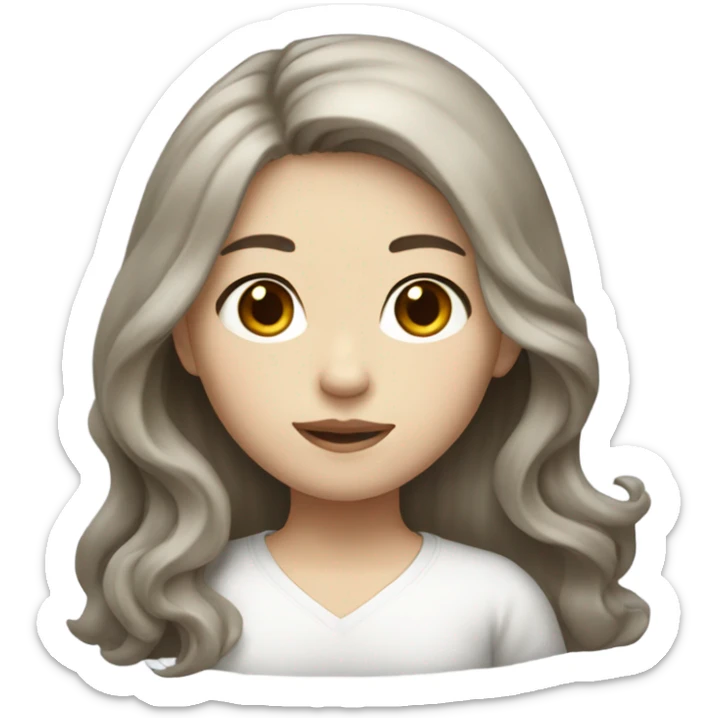 a girl with WHİTE skin LONG BROWN WAVY hair  chinese girl sticker