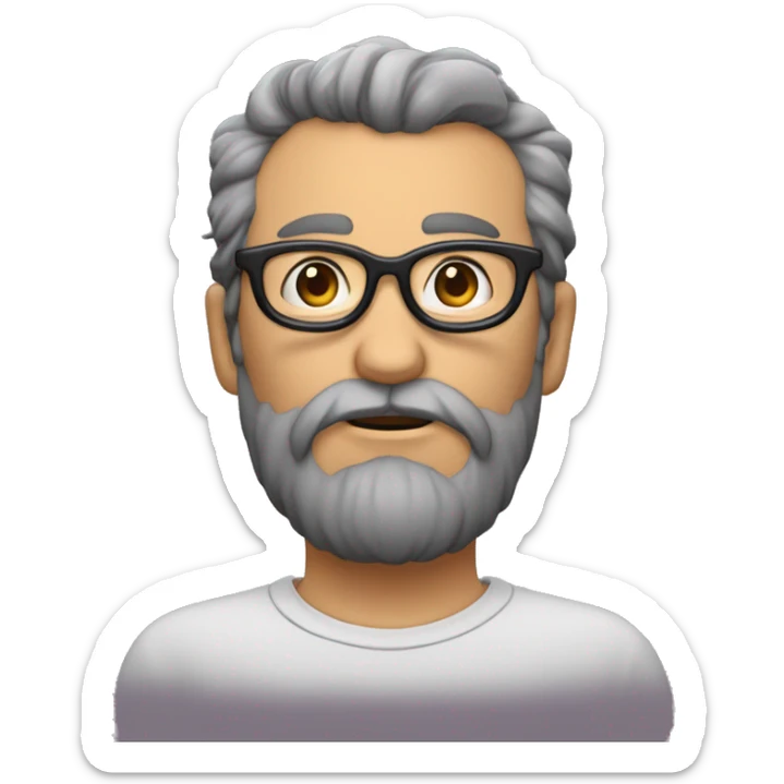 Homme gros chauve portant des lunettes et une barbe  sticker