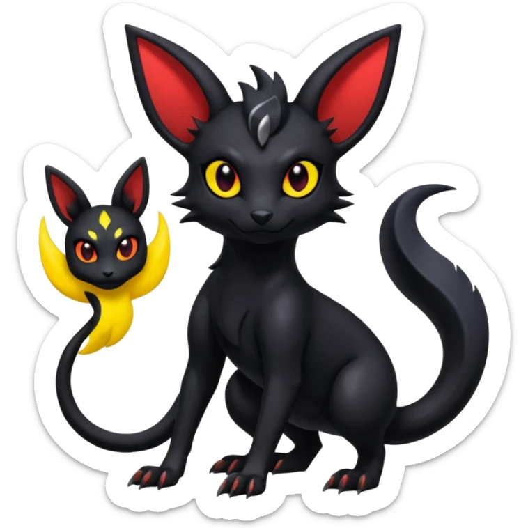 Shiny Dark Edgy Gothic Gloomy Futuristic Salandit-Umbreon-Noibat-Litten-Hybrid (Full body) sticker