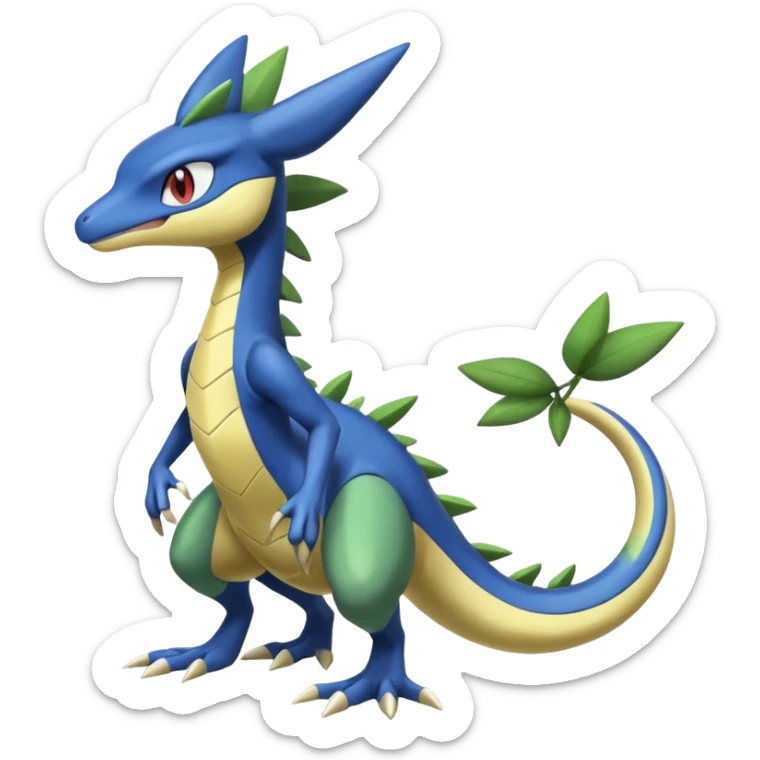 Shiny Aural Inteleon-Sceptile-Greninja-Fakémon-fusion (full body) sticker