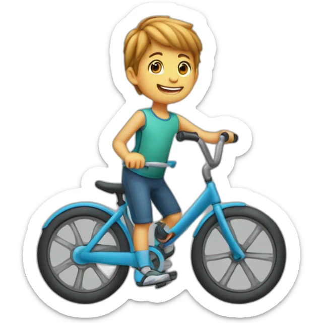 Un enfant qui fait du vélo poursuivi par un aliène sticker