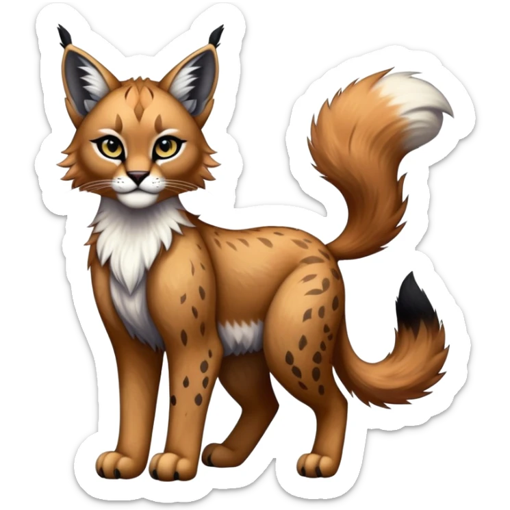 Vibrant dark edgy gothic Falvie-Fionbri-Bobcat-Caracal-creature-sparkle-feline-fursona, full body sticker