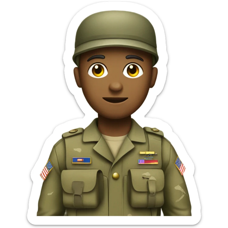 Army soldier with blue eyes and brown hair holding a sandwhich and a bible sticker