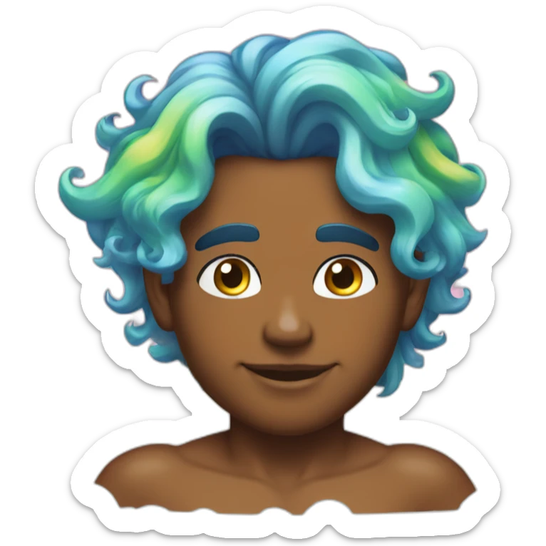 posh-muscle-boy-with-pearl-necklace-and-rainbow-unicorn-hair-in-golden-bathtub sticker