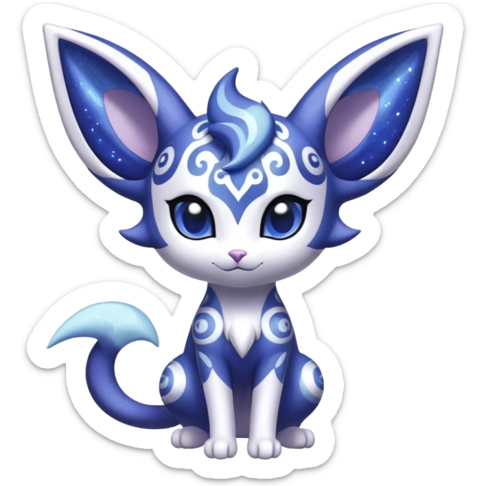 Shiny Exotic Cute Adorable Majestic Ethereal Sparkly Espeon-Meowstic-Hybrid-Creature with pattern-markings sticker