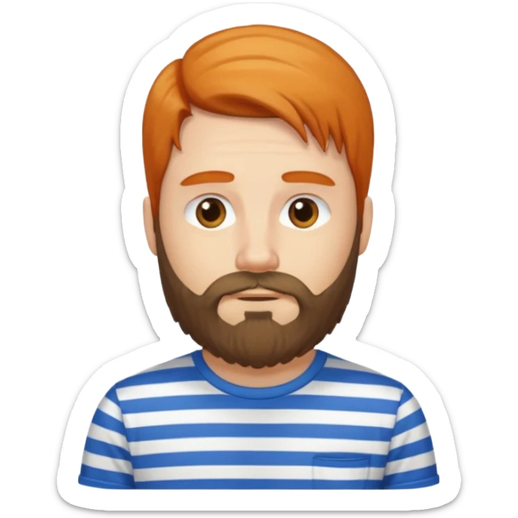 refree long hair and a beard but no moustache and wears a vertically striped t-shirt. sticker