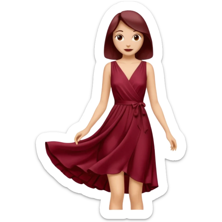 create a burgundury dress just the dress. make it knee lenght sticker