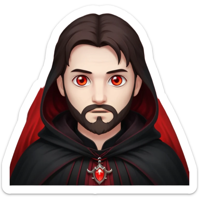 Evil, shadowie Male lord with Red glowing eyes and Long darkBrown Hair and chin beard sticker