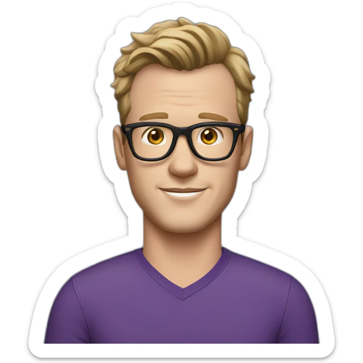 Jonathan Toews wearing glasses and a purple shirt and jeans  sticker