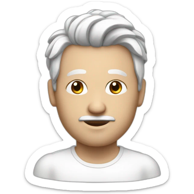 Homme avec cheuveux cours noir et blanc avec tête ronde et gros nez sticker