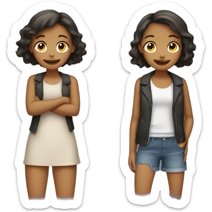 2 girl: 1 girl is happy, 2 girl is sad  sticker