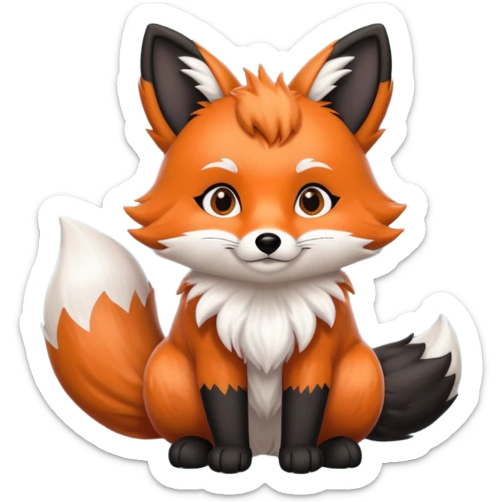 Floofy the Creampuff fox blackish gray fur color chubby Black paws orange color 3 tails sticker