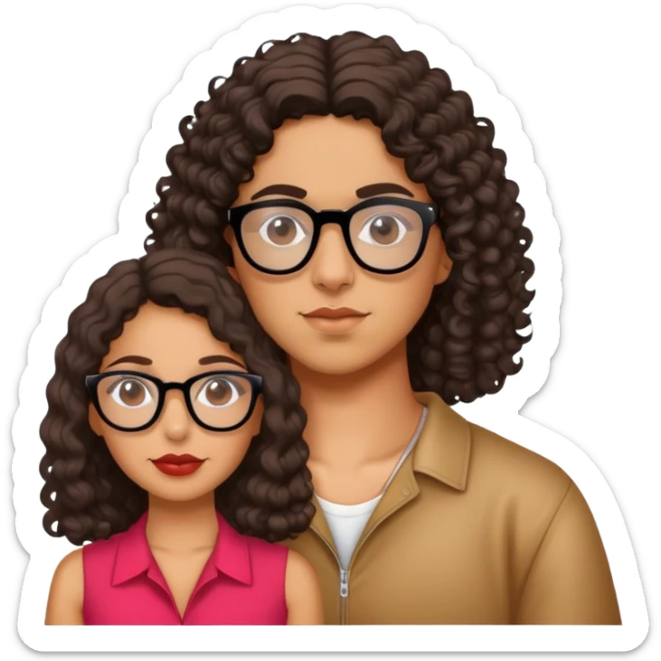 Bad bunny marrying a Latina woman with glasses and shoulder length curly hair sticker