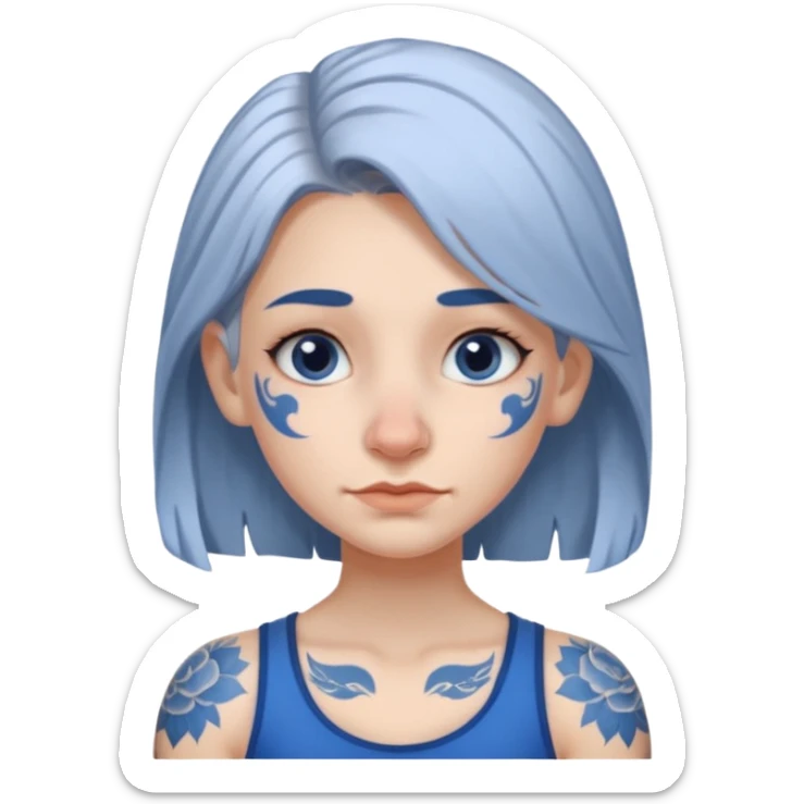 white-gray haired heavy blue tattooed big nose young girl sticker