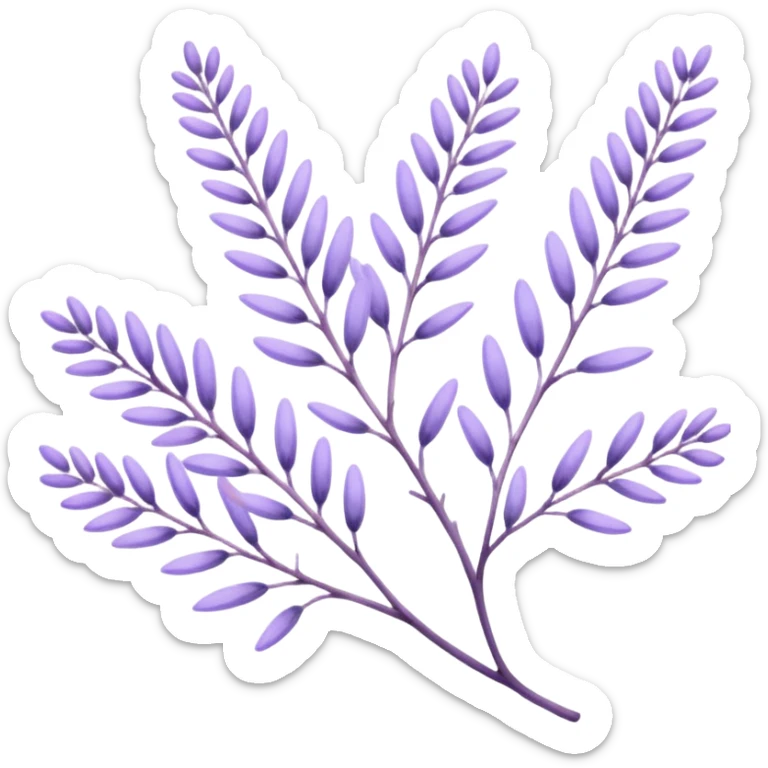 The art style is clean line art with delicate watercolor textures, pastel colors, and a dominant palette of lavender, soft lilac, and muted purple. Let the branch be more elongated and have short branches on it. sticker