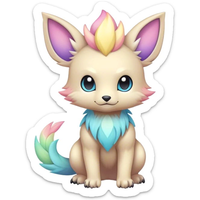 Adorable colorful chibi pastel edgy fantasy animal hybrid Fakemon full body sticker
