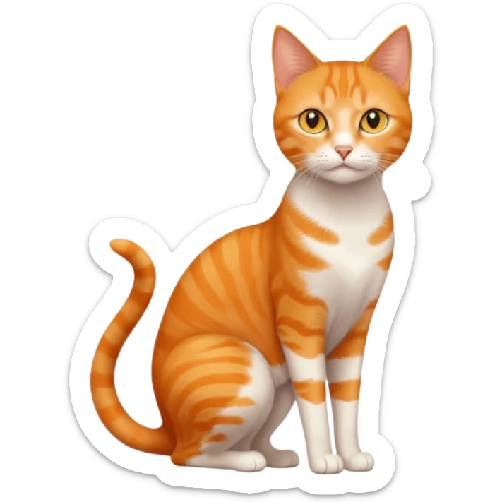 full body orange domestic shorthair slim cat with yellow/orange eyes  sticker