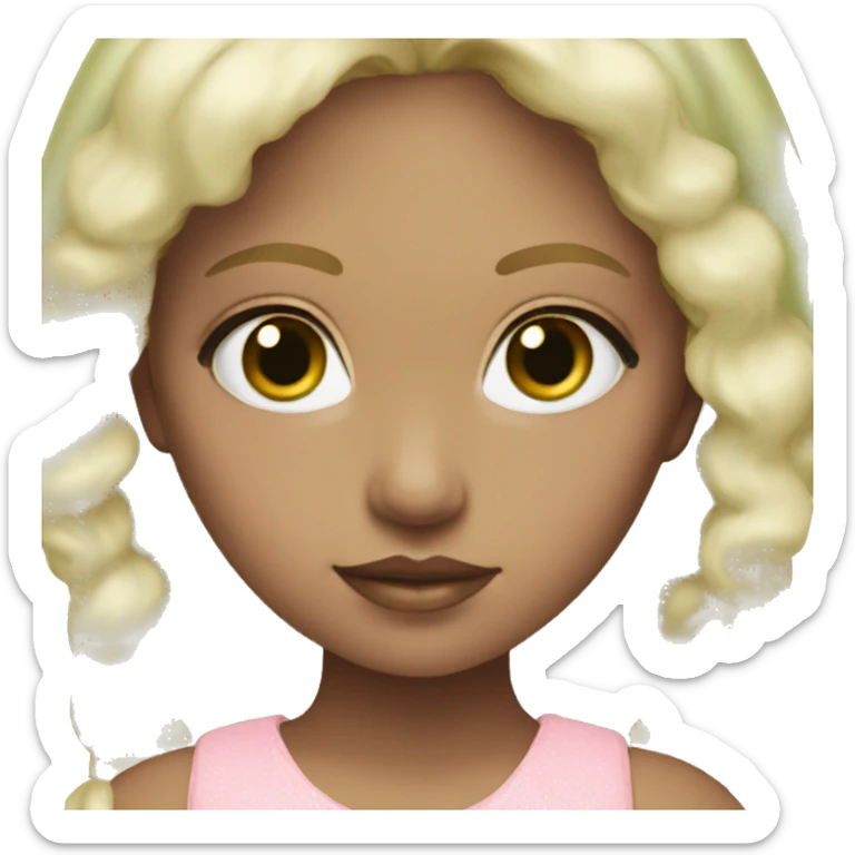 Brown-green doll eyes, blonde hair, feminine, pink, girl, angelic sticker