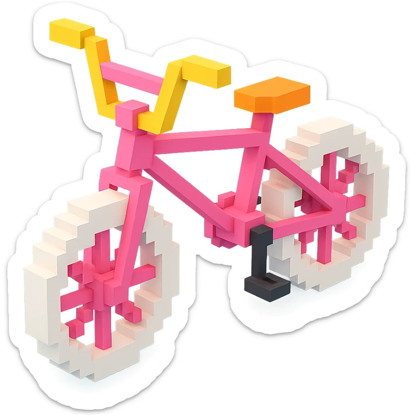 розовый велосипед BMX c белыми колесами, no background sticker