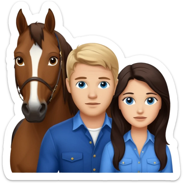  blue eyed trevor donovan with brown eyed danica mckellan and one brown horse sticker