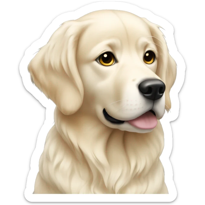Black haired white girl with English cream gold retriever  sticker