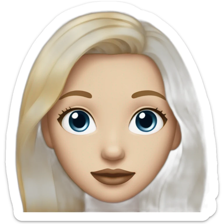 blonde girl with silky hair , darker blue eyes and lighter skin and rose lips sticker